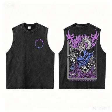 Vexum – Camiseta sin mangas streetwear gótica lavada