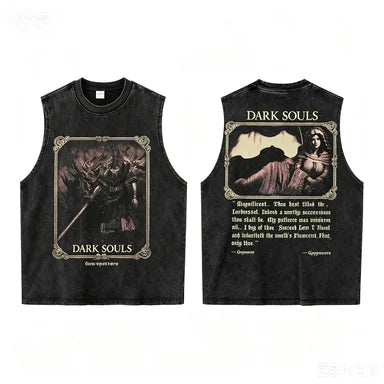 Vexum – Camiseta sin mangas streetwear gótica lavada