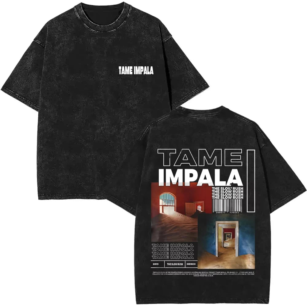 Tame Impala - Camiseta gráfica retro efecto lavado