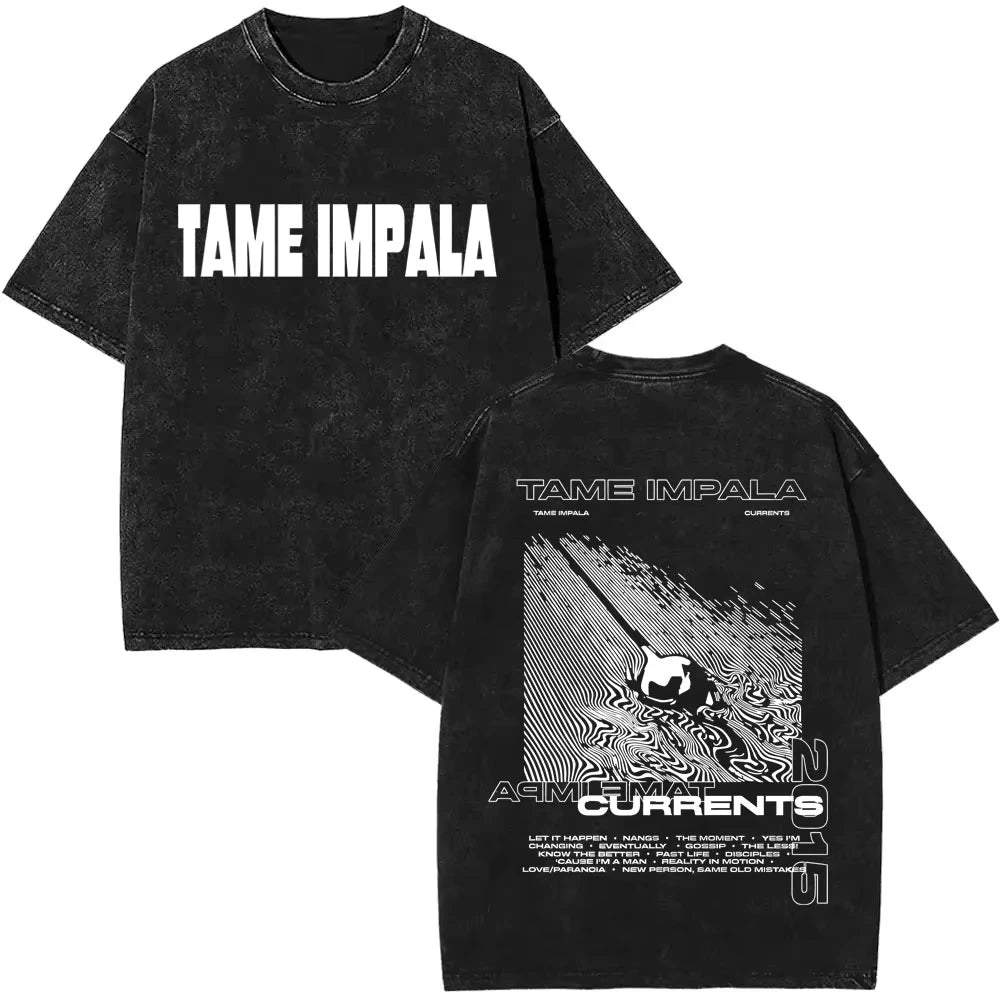 Tame Impala - Camiseta gráfica retro efecto lavado