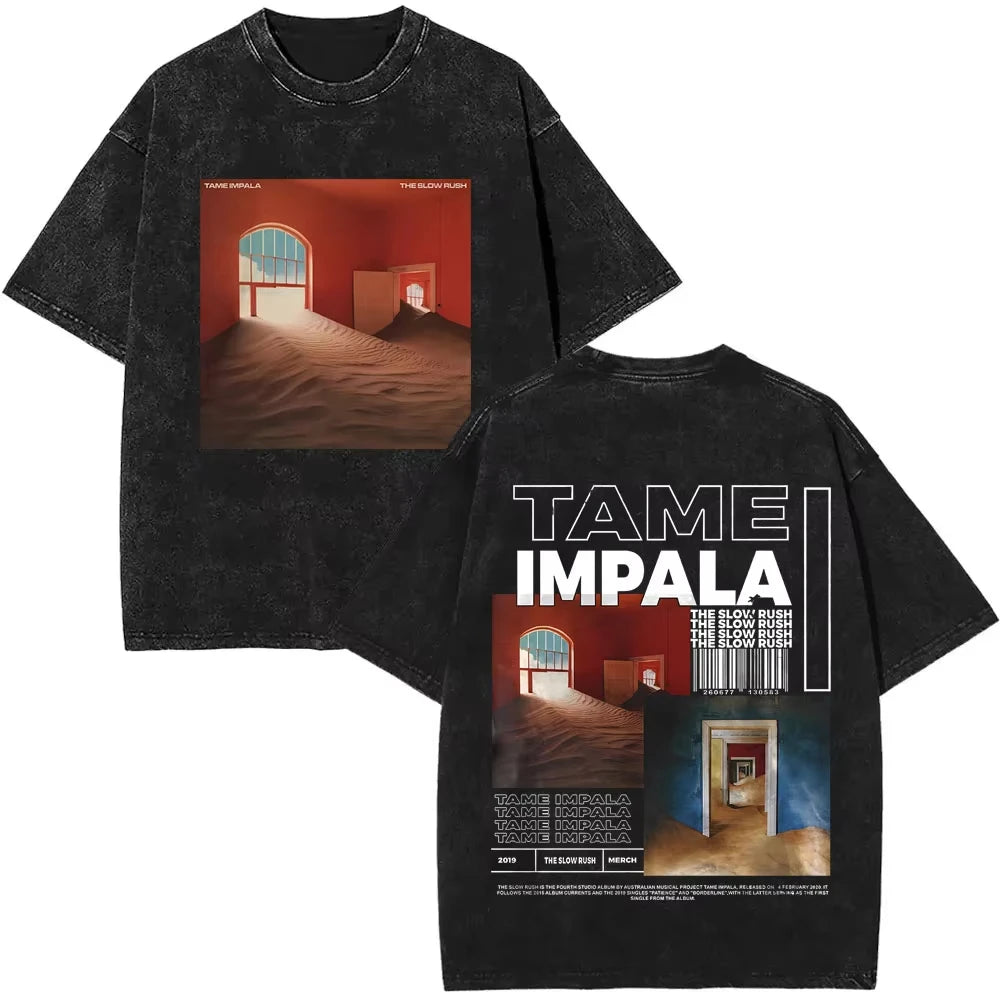 Tame Impala - Camiseta gráfica retro efecto lavado