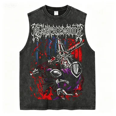 Vexum – Camiseta sin mangas streetwear gótica lavada