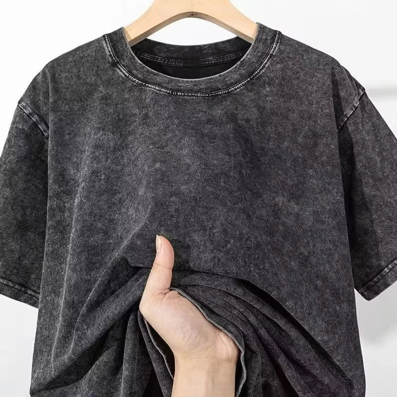 Anime – Camiseta de algodón lavado con estampado