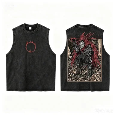 Vexum – Camiseta sin mangas streetwear gótica lavada