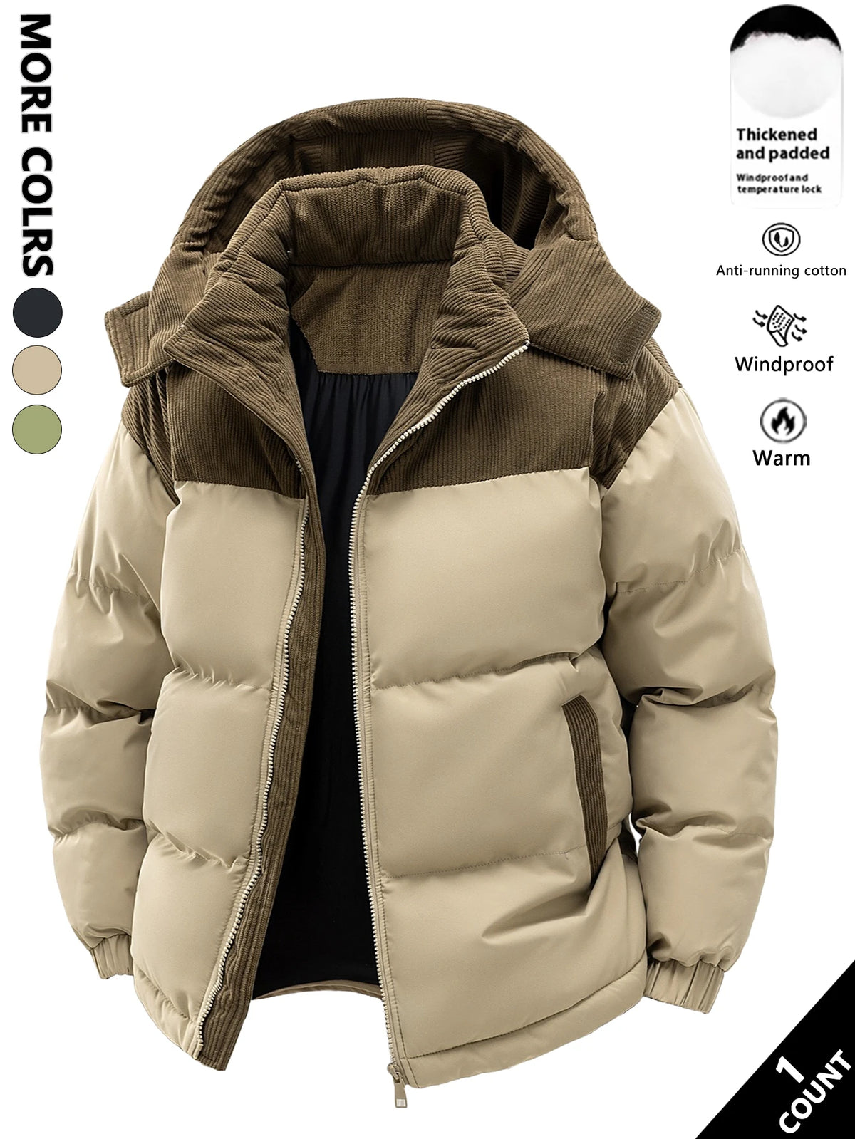 Chaqueta térmica con capucha para hombre