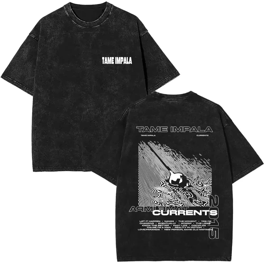 Tame Impala - Camiseta gráfica retro efecto lavado