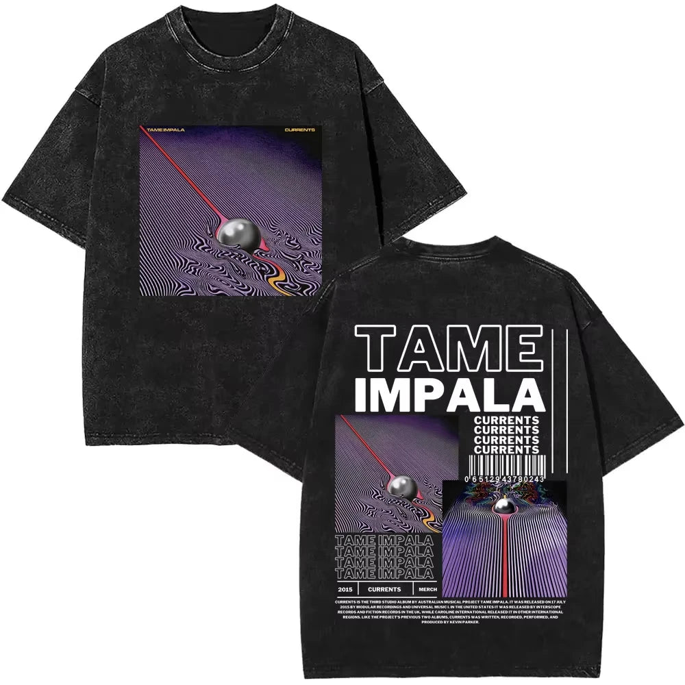 Tame Impala - Camiseta gráfica retro efecto lavado