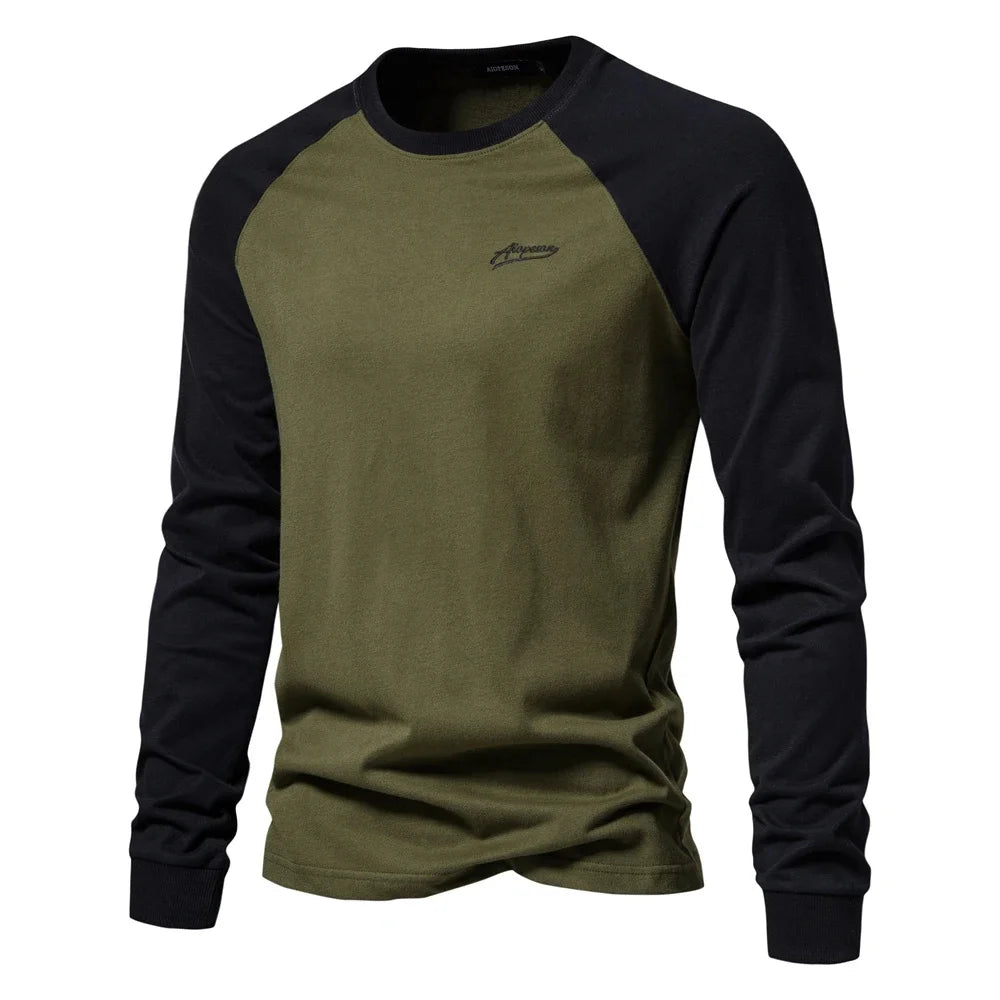 AIOPESON – Camiseta de algodón manga larga cuello redondo