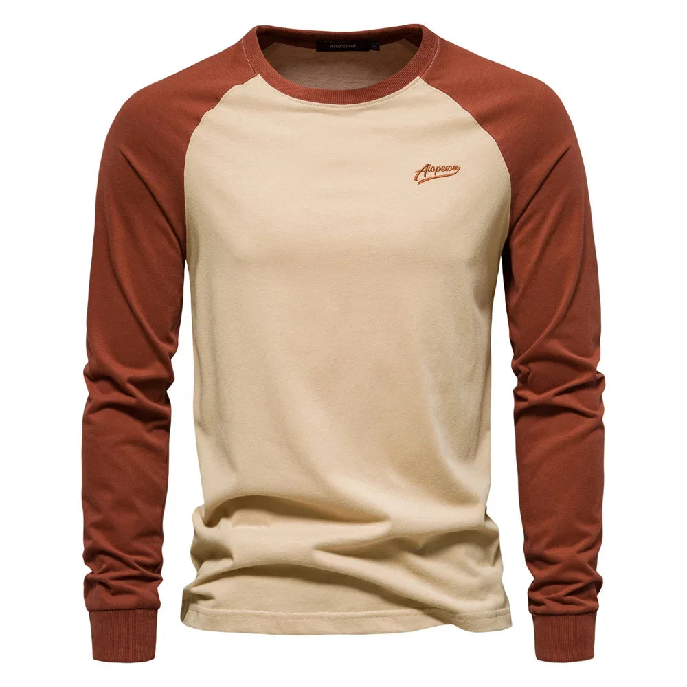 AIOPESON – Camiseta de algodón manga larga cuello redondo