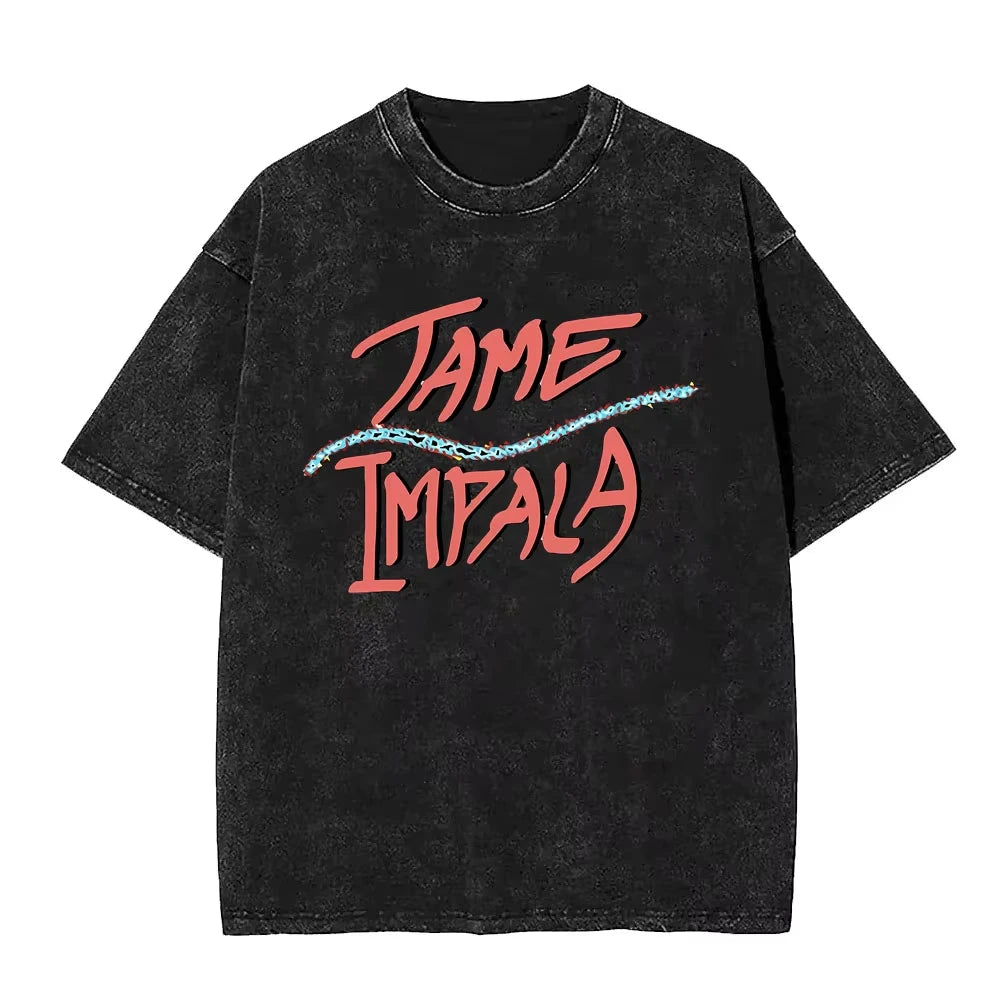 Tame Impala - Camiseta gráfica retro efecto lavado