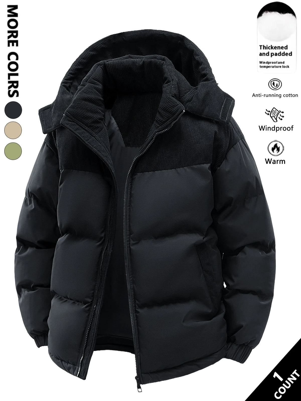 Chaqueta térmica con capucha para hombre
