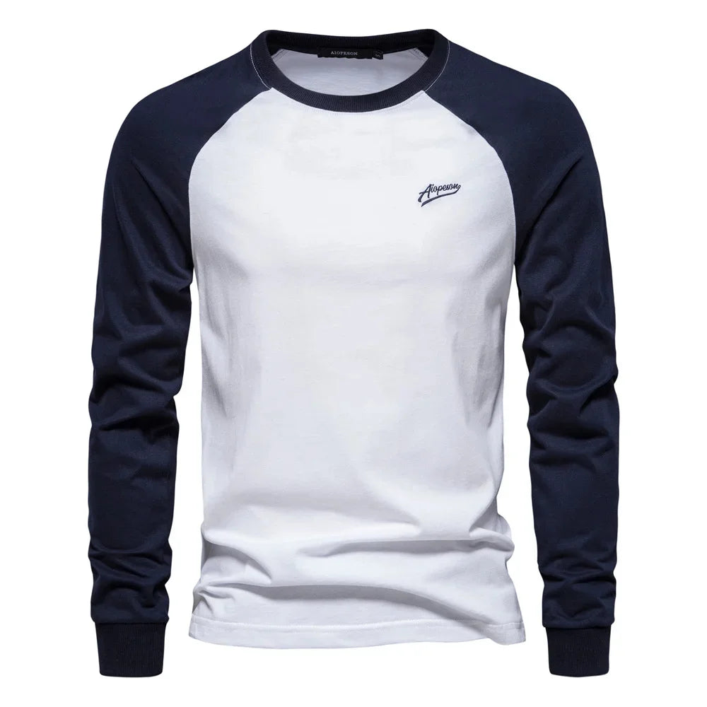 AIOPESON – Camiseta de algodón manga larga cuello redondo